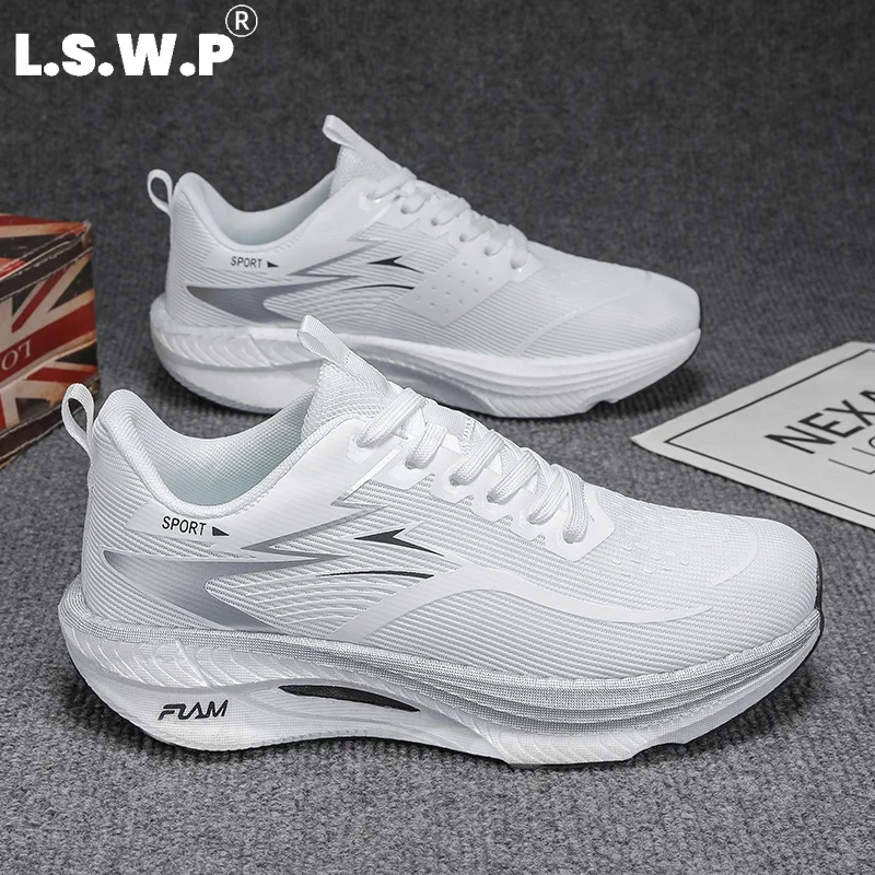 Men's Casual Sports Shoes, Couple's Carbon Plate Racing Running Shoes, Fly-Knit Breathable Mesh Lightweight Cushioning Sports Shoes, Men's and Women's Marathon Training Running Shoes