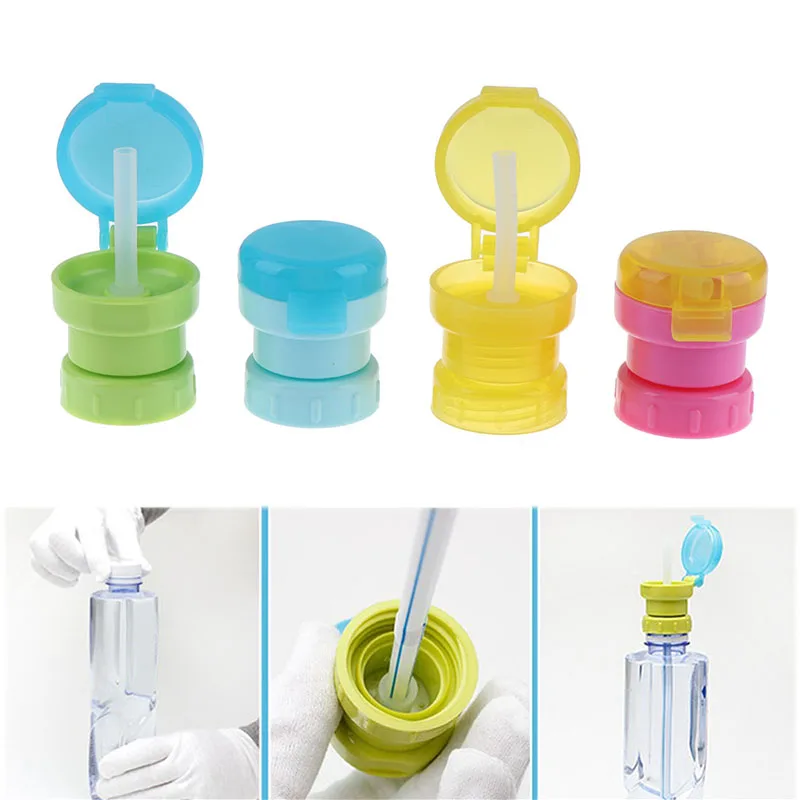 No Spill Choke Cute Water Bottle Adapter Cap With Tube Drinking Straw For Baby