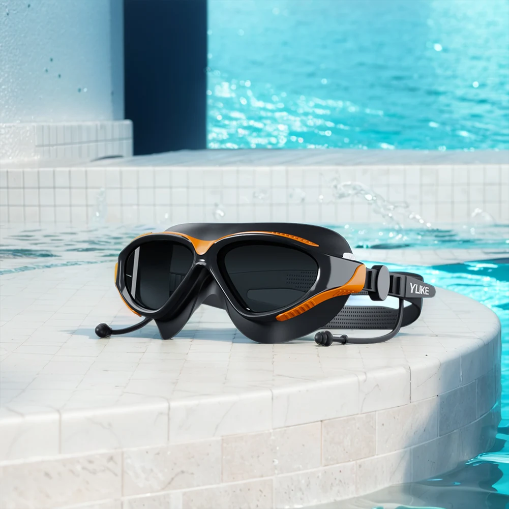 Lunettes de natation à grande monture, Anti-buée, professionnelles HD, étanches, à vue large, pour nageurs