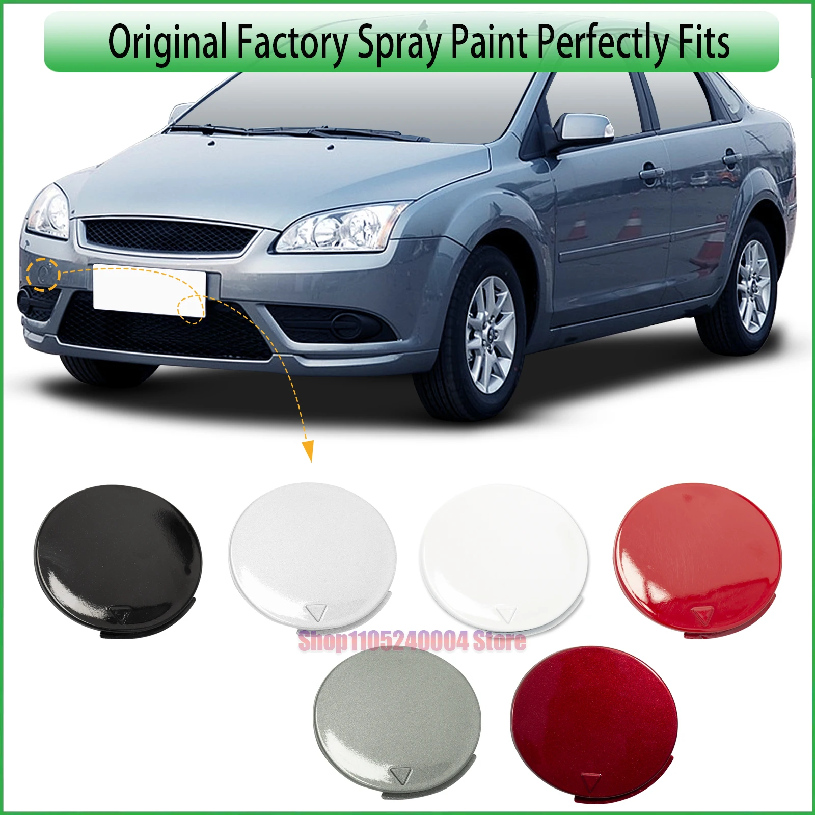 For Ford Focus MK2 CC ST ZETEC Hatchback 2007-2011 Front Bumper Tow Hook Cover Cap Genuine Part 1424616 6M5Y