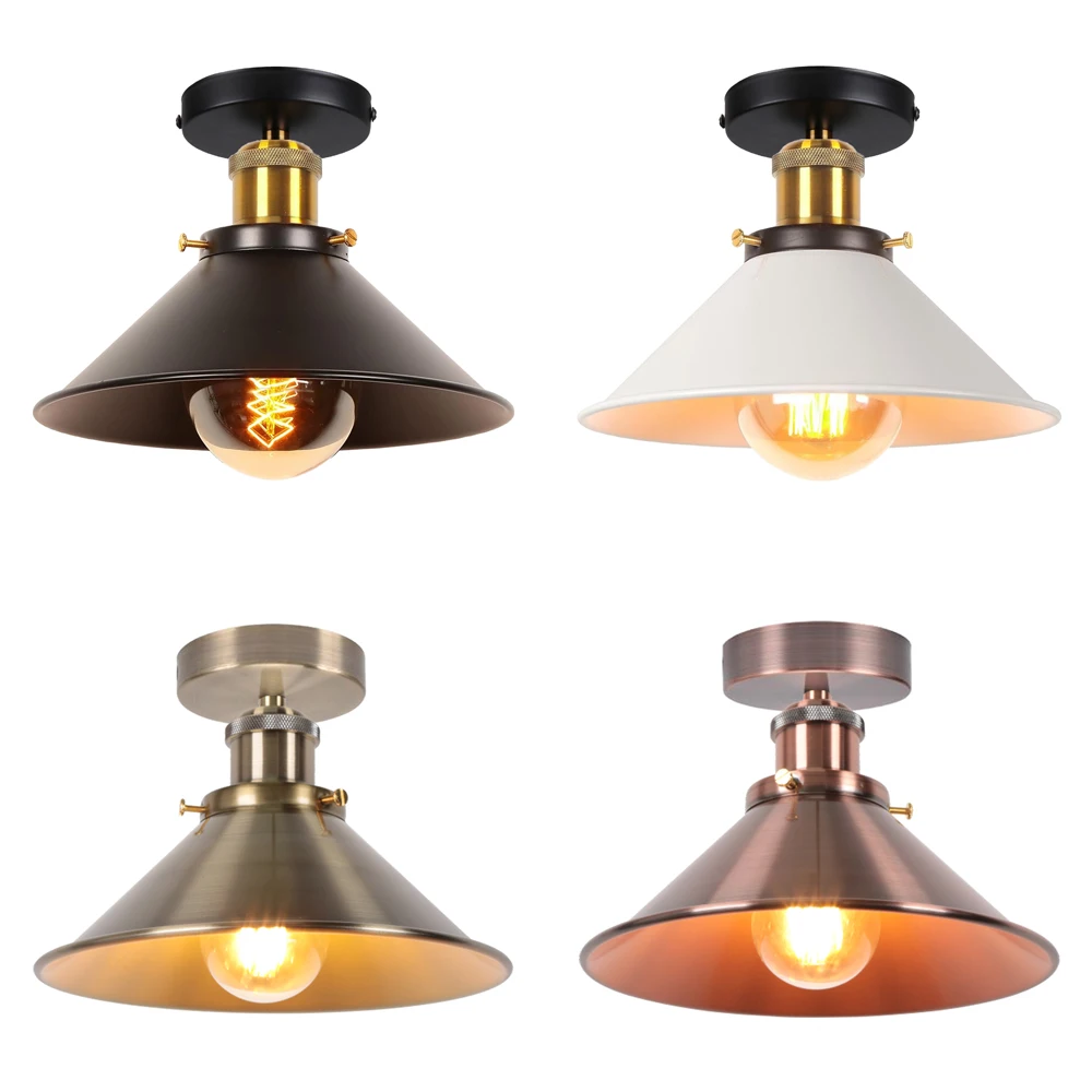 Vintage Industrial Ceiling Lamp Rustic Flush Mount Ceiling Light Metal Lampshade Fixture Retro lamparas techo salon Home Decor