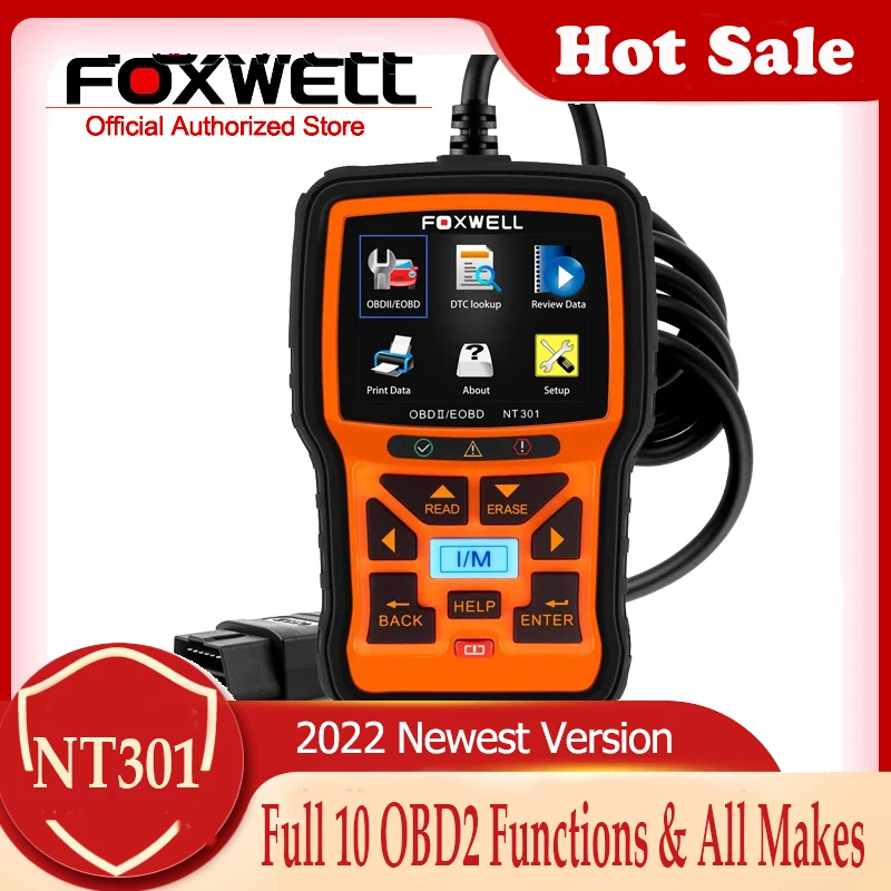 

OBD2 сканер профессиональный FOXWELL NT301 проверка двигателя считыватель световых кодов EOBD ODBII автомобильный сканер автомобильный диагностический инструмент