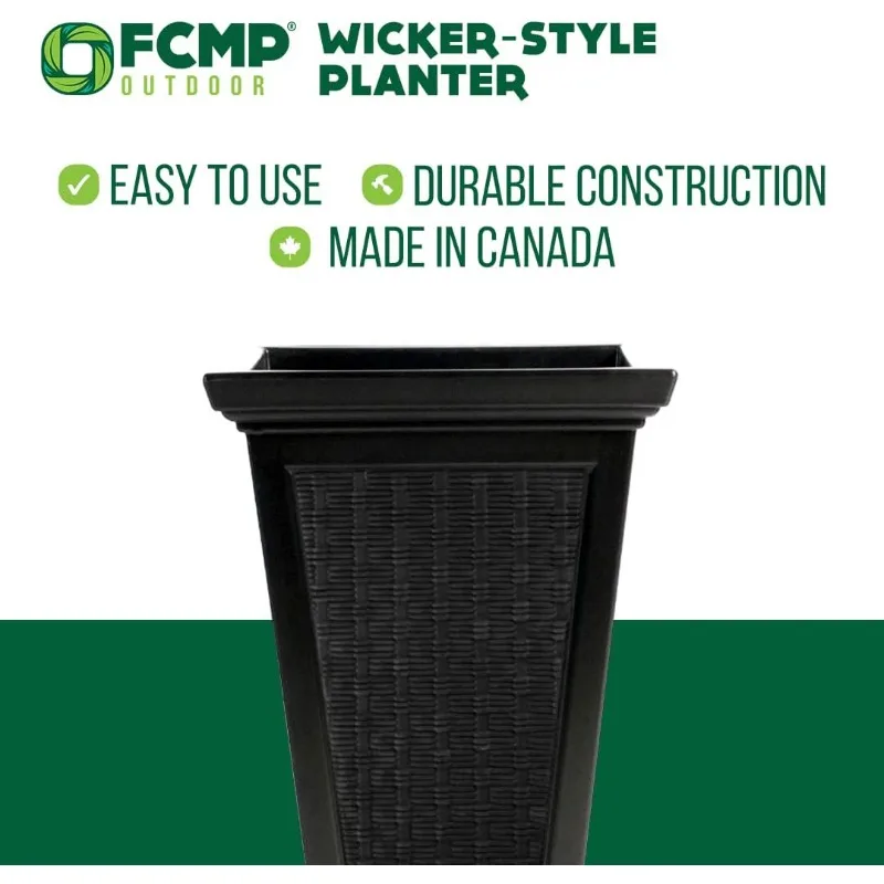 زارع ذاتي السقي بنمط الخوص في الهواء الطلق (عبوة من قطعتين) - مجموعة مزارعين كبيرةين للشرفة والفناء والأماكن الخارجية/الداخلية (MOD-WP300) #5