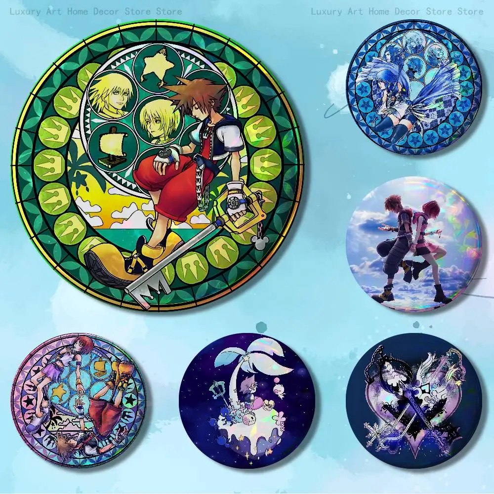 K-Kingdom H-Hearts Game Custom Badges 75mm 44mm 25mm Brooch Backpack Hat Enamel Pins Accessories Toys Gifts