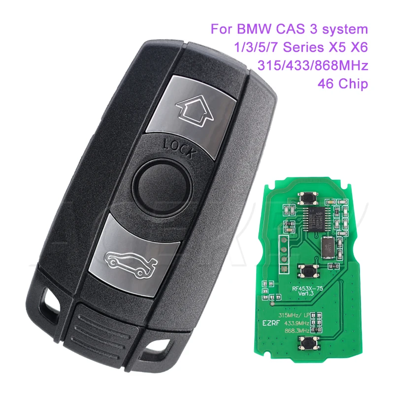 Автомобильный умный дистанционный ключ для BMW CAS 3, система 1/3/5/7 серии X5 X6 E60 E61 E70 E71 E87 E90 Z4 315LP ASK 315/433/868 МГц FSK ID46 Чип