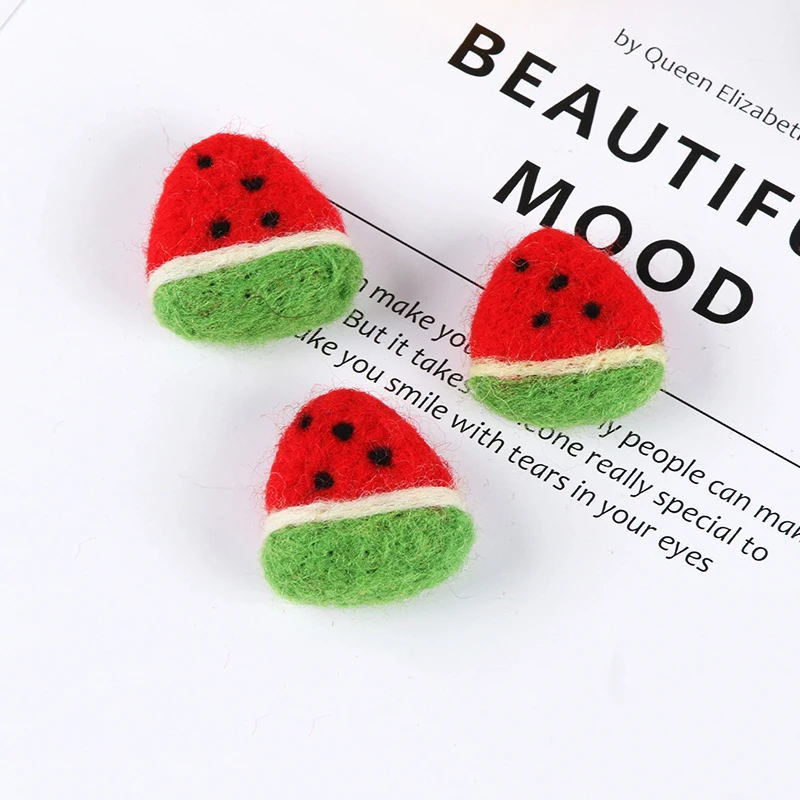 20pcs Kawaii Wool Felt Fruit Watermelon Crafts Supplies DIY Handmade Jewelry Making Material Costume Home Decoration