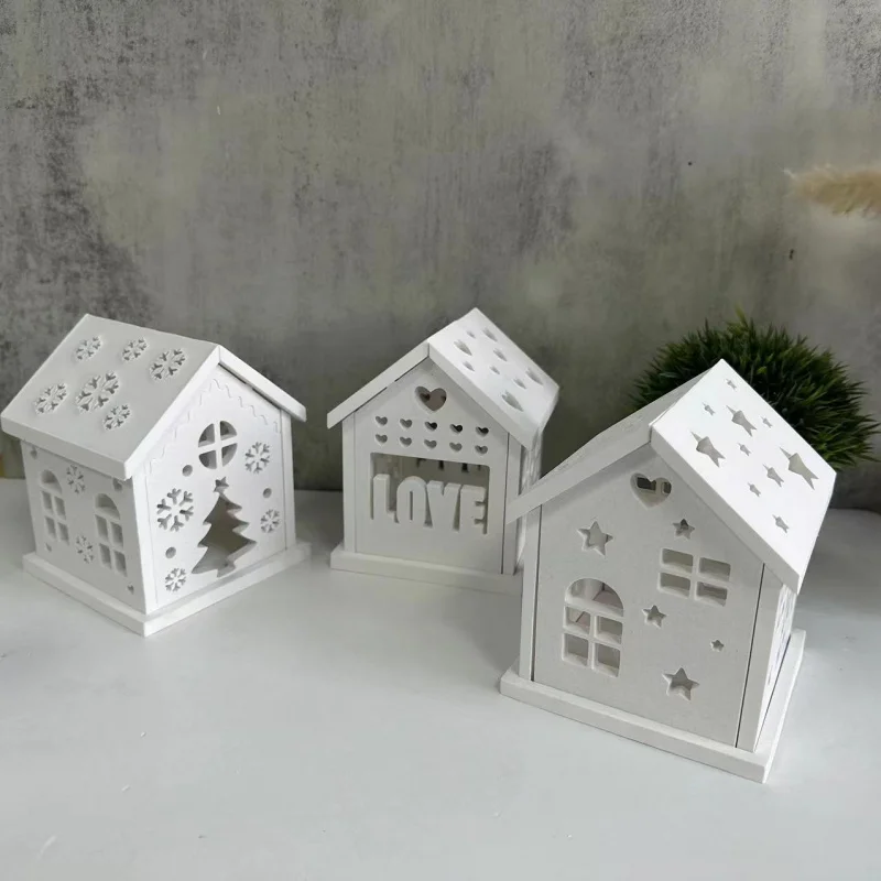 

Building House Christmas Silicone Mold Set, Hollow-Out House Candle Holder Mold for DIY Epoxy Resin and Plaster Crafts
