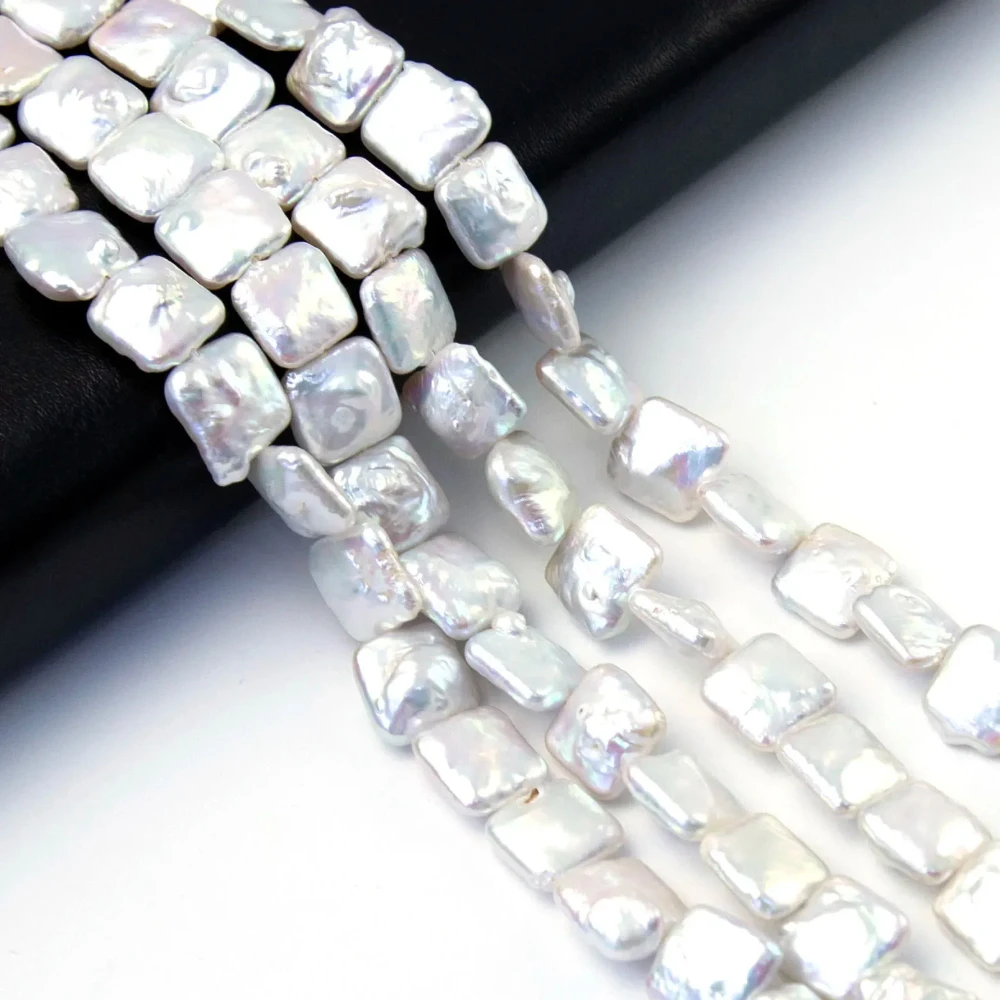 1 ستراند 11-12 مللي متر جودة عالية لؤلؤ المياه العذبة الطبيعية مربع الشكل فضفاض الخرز لصنع المجوهرات عقد دي اي واي سوار القرط