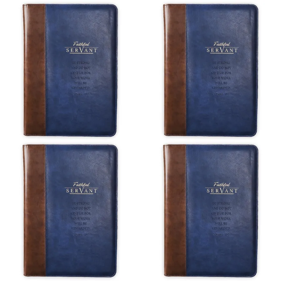 Christliche Kunstgeschenke, treuer Diener, 2 Chroniken, 15:7 Reißverschluss, braunes Kunstleder, Padfolio/Portfolio-Ordner, Notizblock mit Einzelstück