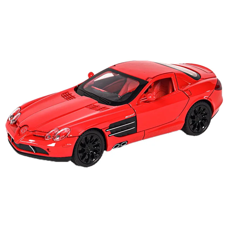 1:24 SLR simulation alloy sports car model with sound and light feedback toy car collection ornaments and gifts