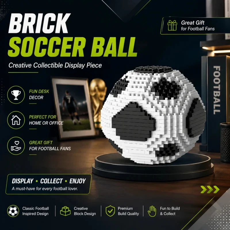 8.8cm Mini Soccer Ball Craft Ornament, Football Style DIY 3D Puzzle Model, Creative Desktop Display Decor Gift
