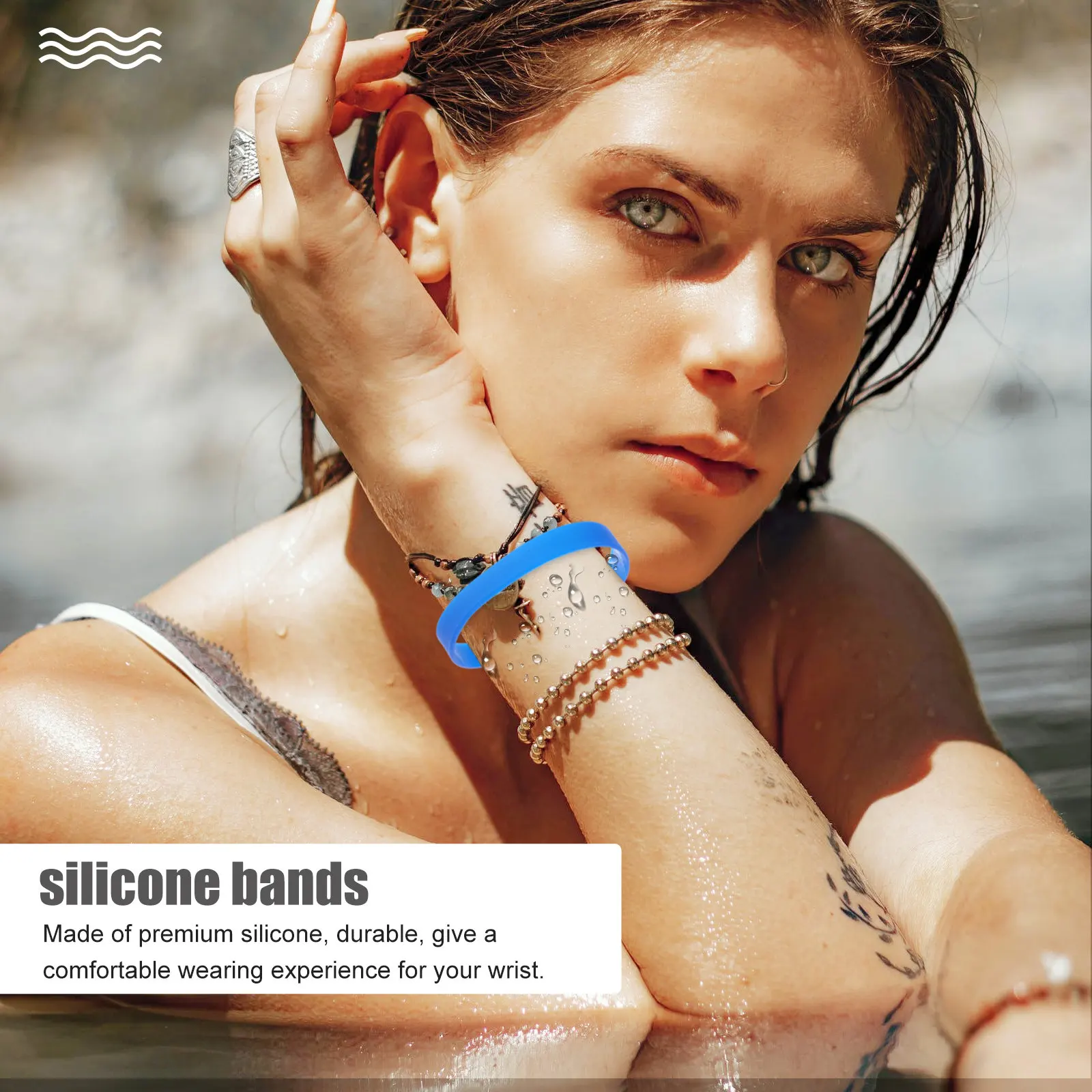 24 Pack Colorful Silicone Wristbands Elastic Comfortable Bracelets for Sports Outdoor Activities Unisex