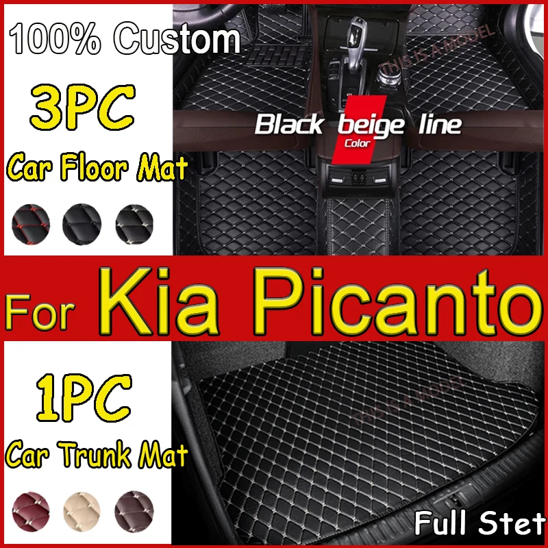 Leather Car Floor Mats For Kia Picanto Morning Grand Eko Taxi JA 2012~2017 5door Anti-dirty Car Mat Tapete Carro Car Accessories