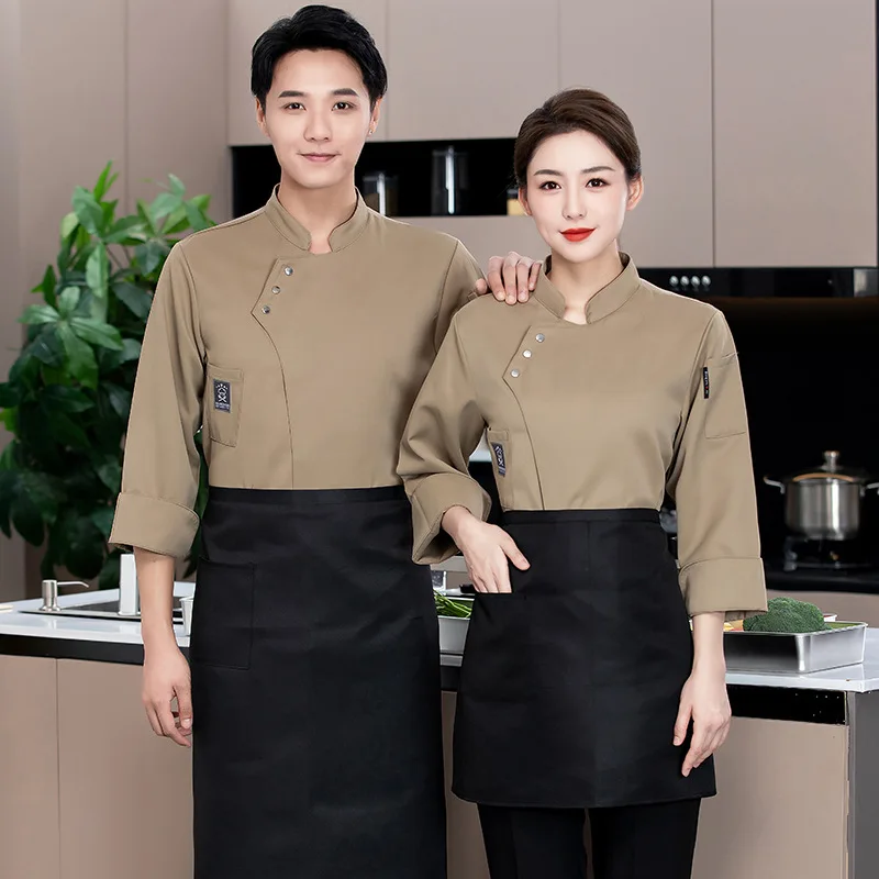 Chef Uniform Long Sleeve Autumn and Winter Clothes Men and Women Hotel Canteen Overalls Cake Baker Kitchen Waterproof Work Wear