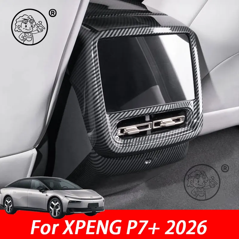 

For XPENG P7+ 2026 2027 Car Armrest Anti-Kick Cover Carbon fiber Protection Cover Anti-Scratch Frame Car interior Accessories
