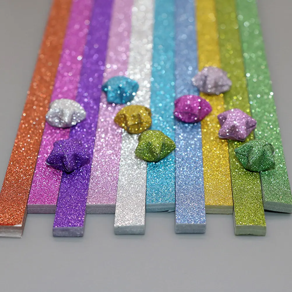 

460 шт. голографических цветных полосок для оригами с блестками и узором «звезды», материалы для творчества