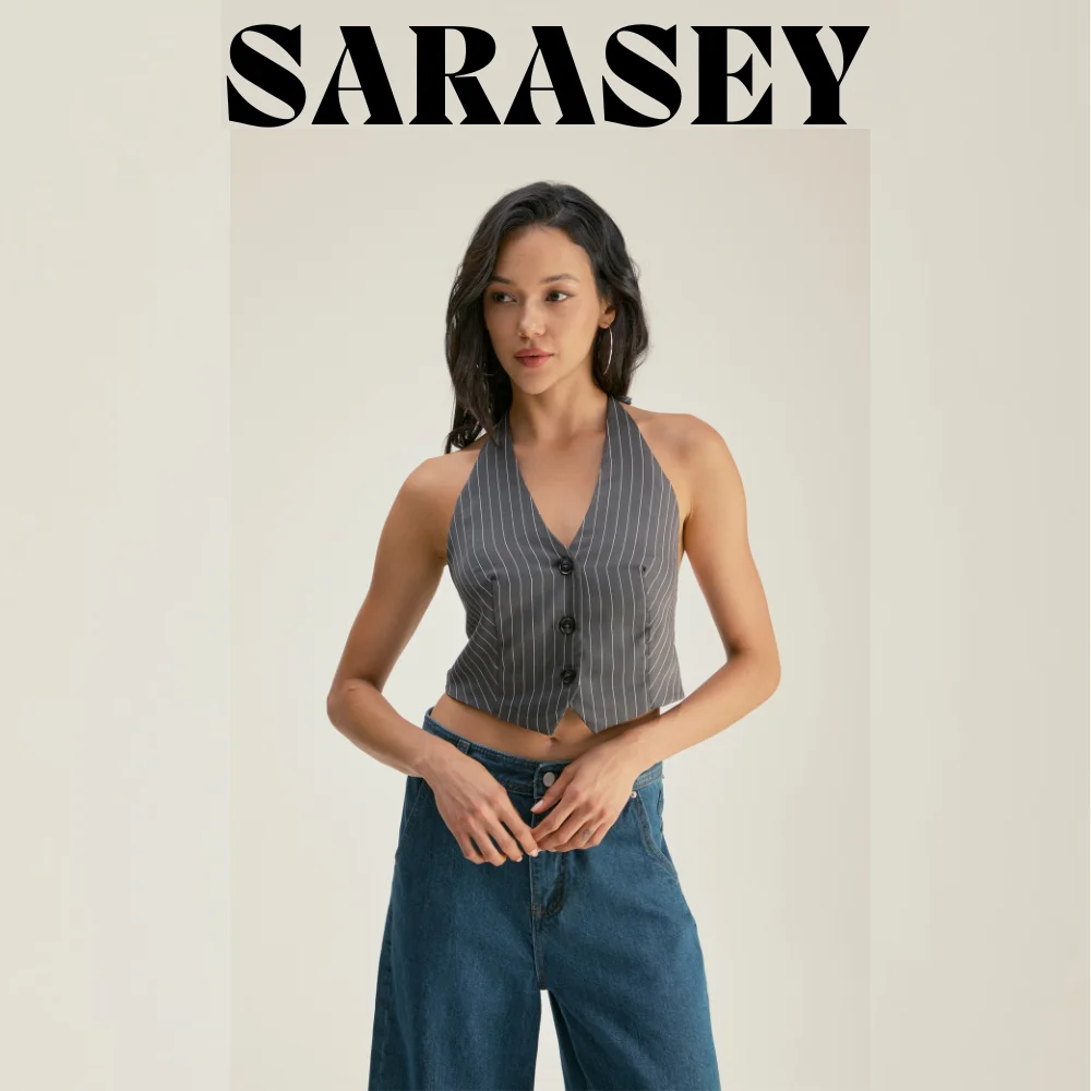 

2025 Summer Sexy Crop Top | Mesh Backless Belly Button Show Vest for Club & Streetwear| Breathable Y2K Grey Waistcoat