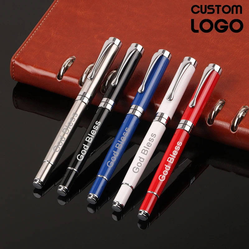 

2pcs Custom LOGO Metal Gel Pen Pearl Pen Business Advertising Gift Signature Water Pen Personalized Gift Student Stationery
