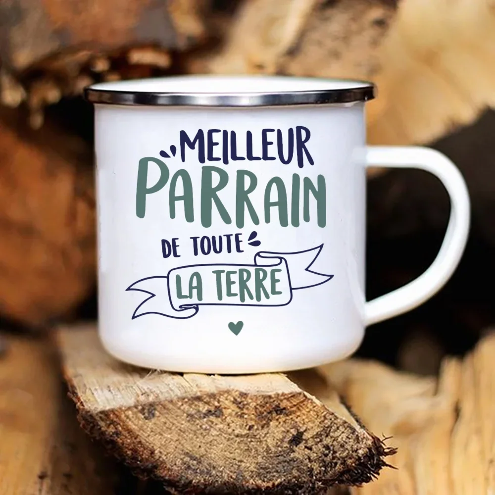 French Print Enamel Mug Pregnancy Announcement Mugs Brother Friends Drink Milk Coffee Cups Best Idea Gifts for Tonton Parrains