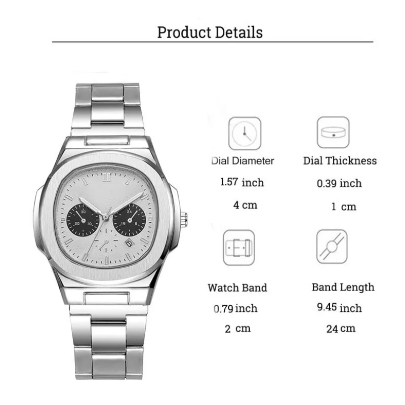 ساعة كوارتز كرونوغراف للرجال بمينا بيضاوي عتيق، قرص متعدد الألوان، أعمال فاخرة خفيفة وساعة رجالية يومية متعددة الاستخدامات
