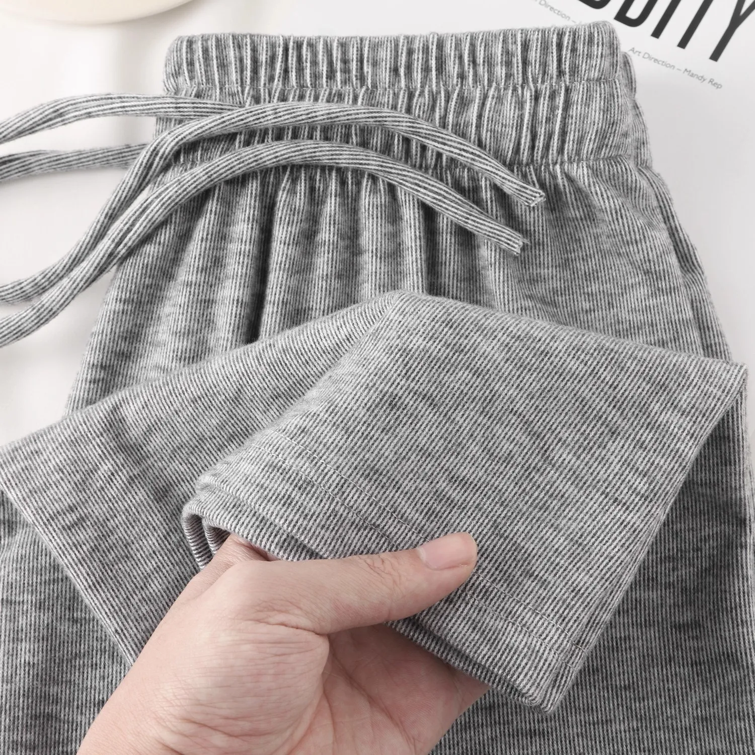 Light Grey Knitted Cloud Pants Women's Soft Thin Loose Straight Leg Casual Trousers New Style Youth Popular Long Pants