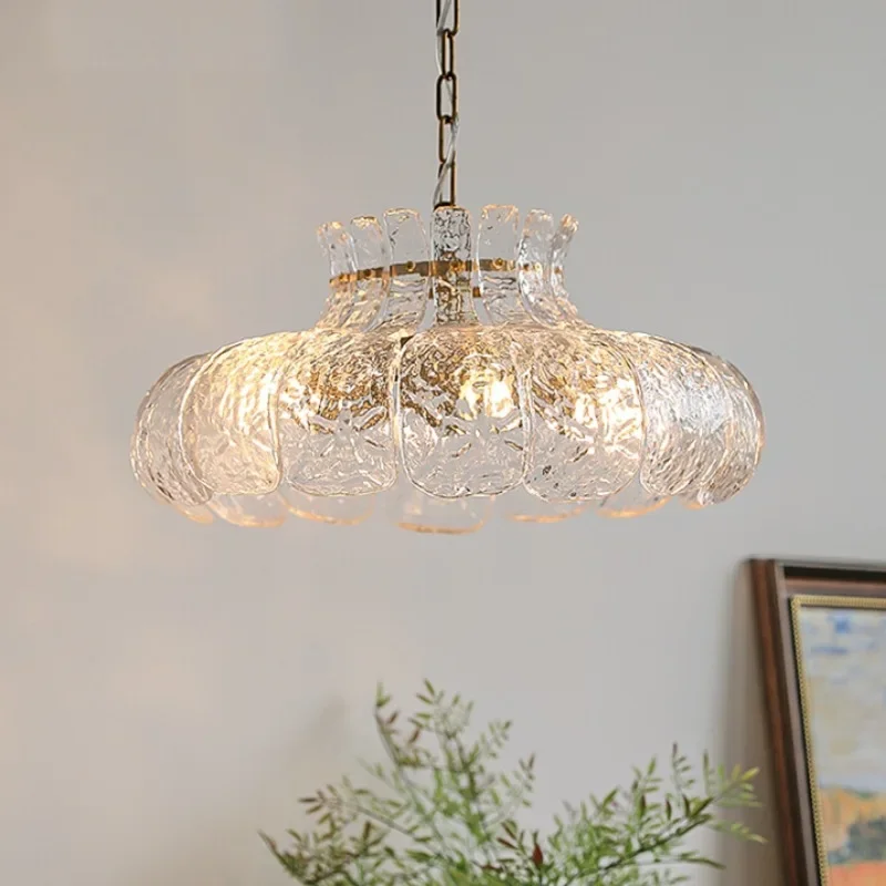 Romantic glass French, crystal princess room chandelier light luxury, cream wind bud villa living room