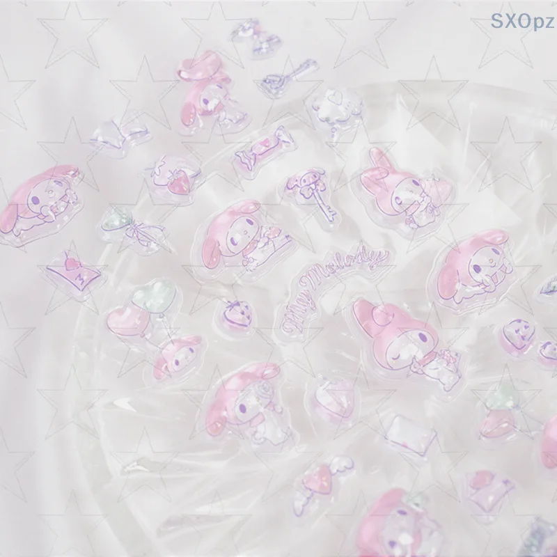 Sanrio My Melody 3D reliëf kristal sticker cartoon driedimensionale sticker DIY telefoonhoesje dagboek decoratie geschenken