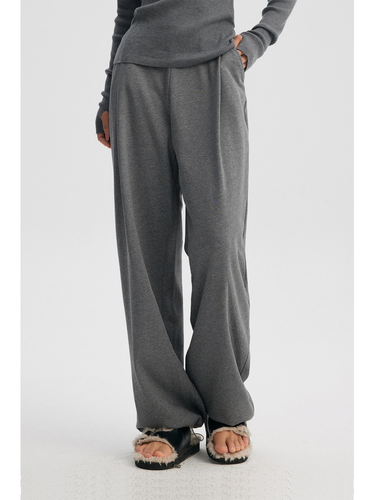 

Универсальные модные воздушные повседневные спортивные брюки Owyee с высокой талией, хлопковые штаны с карманами, весна 2024, женские, с высокой талией