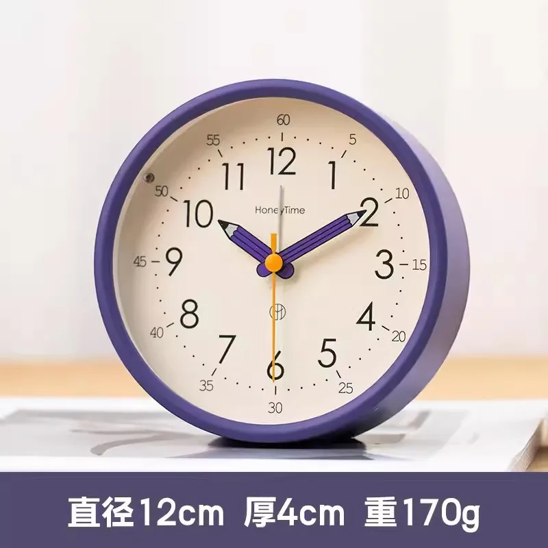 Desk silent alarm clock - suitable for students. Desktop clock with a pendulum for children. Comes with a night light.