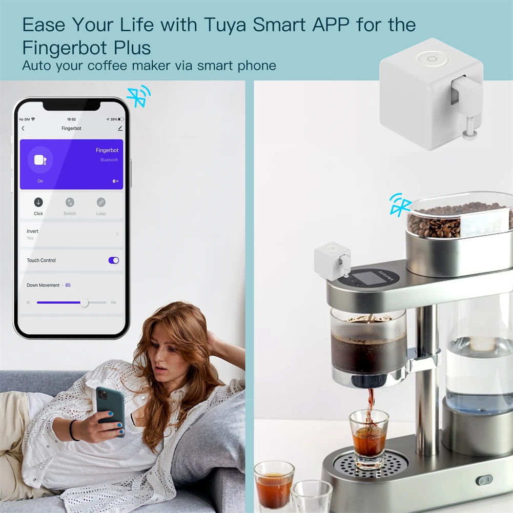 MOESHouse Tuya Bluetooth Thông Minh Fingerbot Nút Công Tắc Dụng Cụ Đẩy Cuộc Sống Thông Minh Ứng Dụng Điều Khiển Bằng Giọng Nói Thông Qua Alexa,