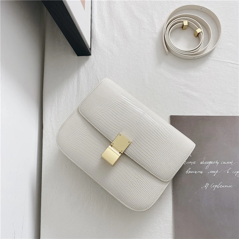 2024  Women Small Box Bag Single Shoulder Handbag Solid Fashion Brand Cow Split Leather Flap Tofu Bags Ladies Sling Messenger Ba