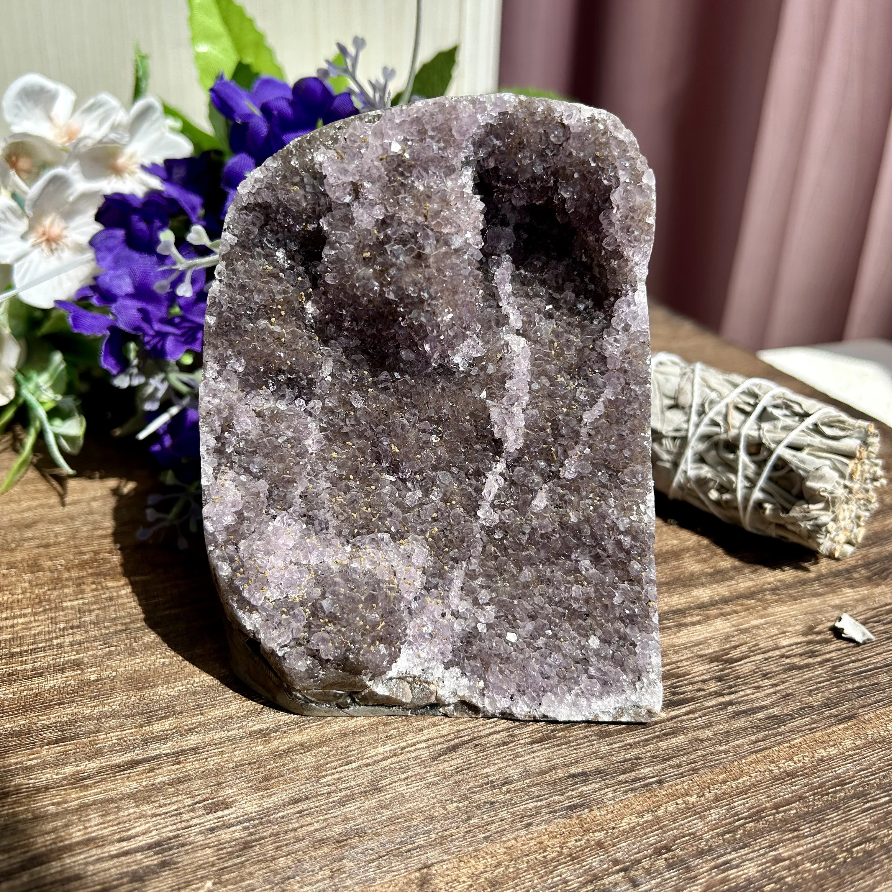 

Natural Amethyst Cluster Geode Crystal Quartz Cut Base Amethyst Specimen Display Uruguay 3th 750g