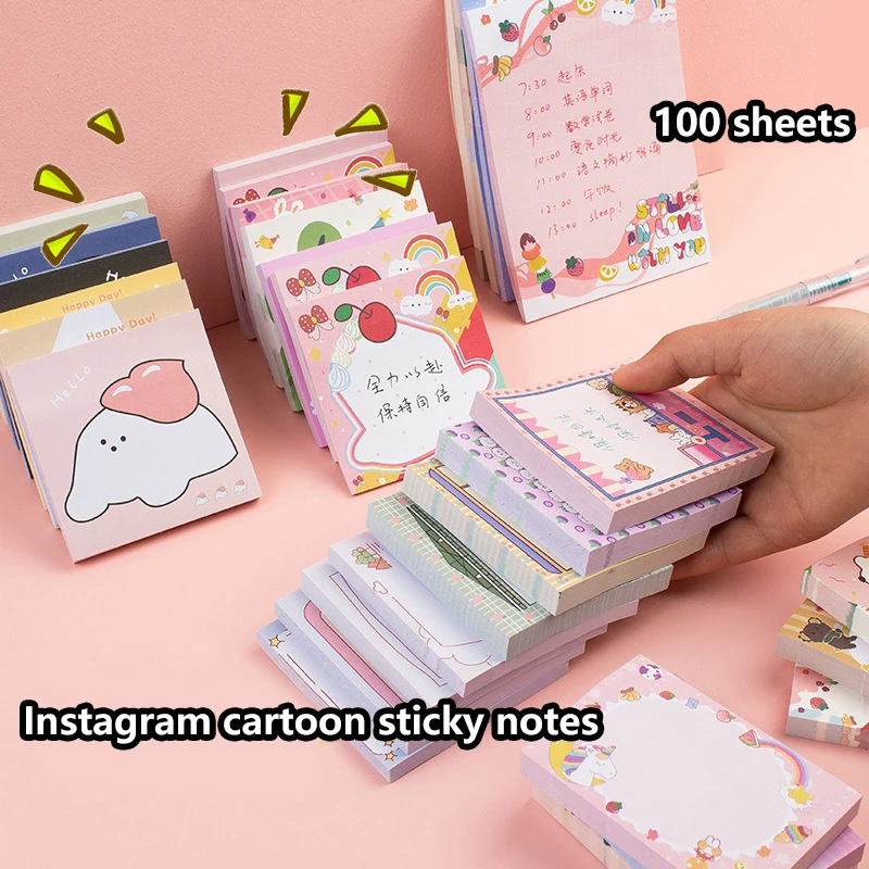 Notes Customized 80/100PCS Color Stickers Cartoon Cute Stationery Supplies Students High-value Note Paper Note Book