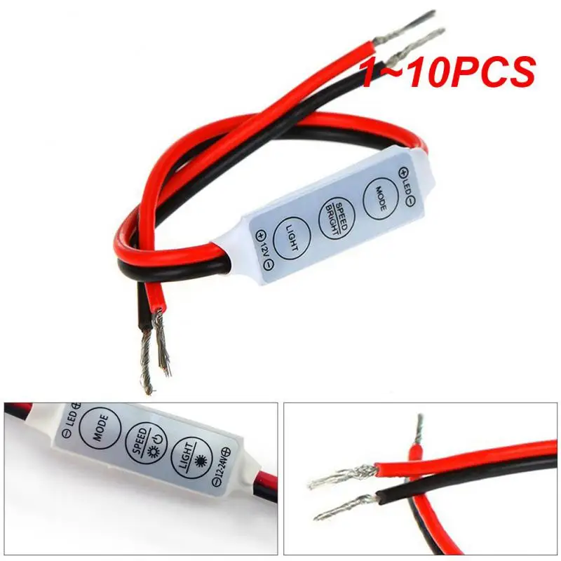 1~10PCS LED Strip Controller Three-key RGB DC12V Mini Monochrome Dimmer Controller RF Remote LED Single Color Light Source Lamp