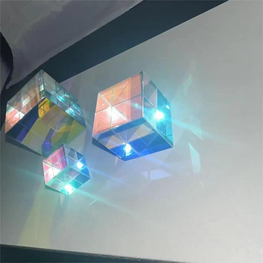 Sun Catcher Mixing Color Cube Clear Crystal Funny Colorful Glass Cube Prism Various Colors Desktop Decoration