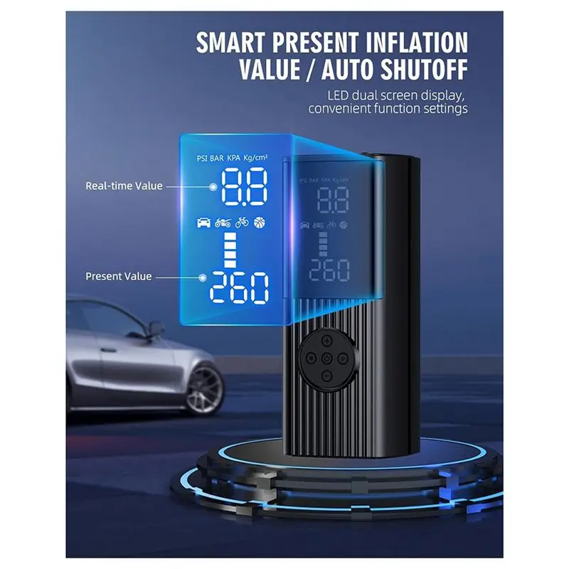

Tire Inflator Portable Air Compressor, Portable Air Compressor With Accurate Pressure Gauge-[A22I Store]