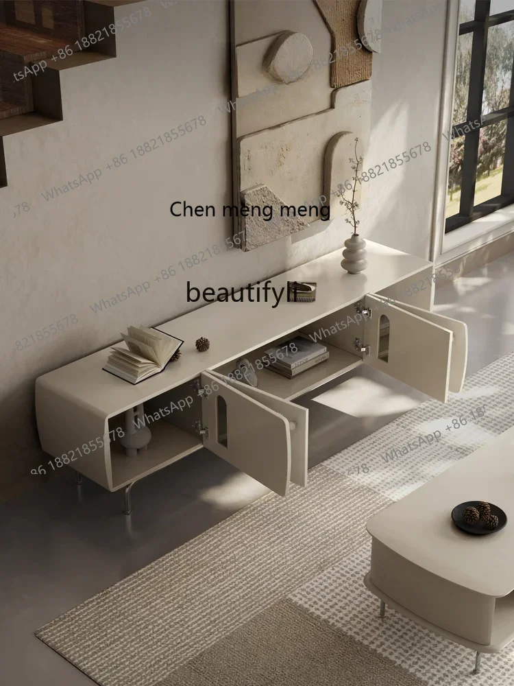 

M182 Cream Style Coffee Table TV Cabinet Combination Living Room Home Light Luxury Modern Designer Storage Solid Wood TV Sta