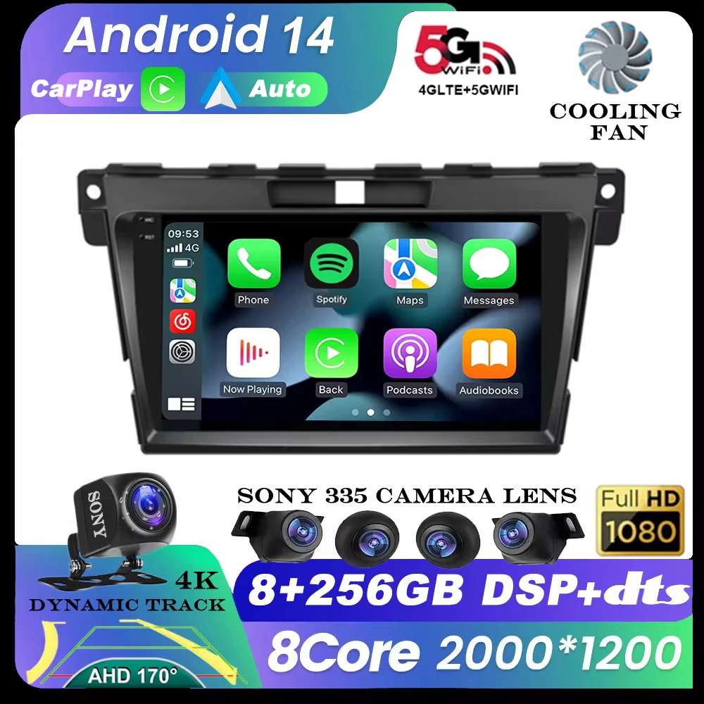 

Android 14 DSP Car 2DIN GPS Navigation Radio Multimedia Video Player QLED For 2007 2008 2009 2010 2011-2014 MAZDA CX-7 cx7 cx 7