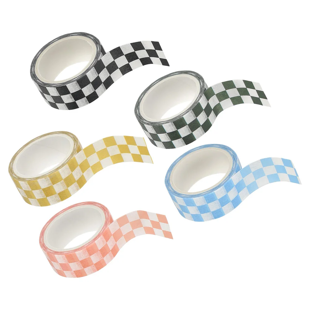

5 Rolls Checkered Square Washi Tape Retro Journaling Supplies Japanese Paper Vintage