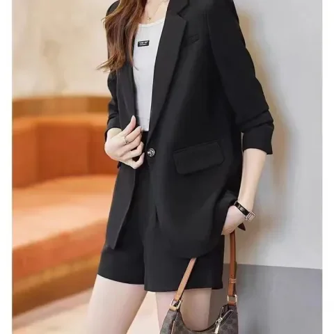 Ele Koreaanse Sle damespak Jaet Long Sve Commute Faion Pure kleur polyester materiaal Busin Lady Top