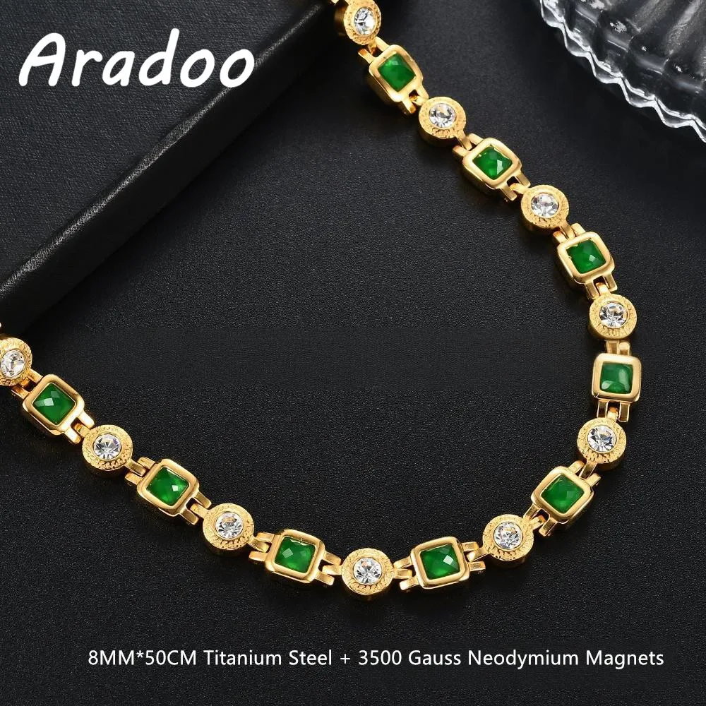 

ARADOO доступное роскошное ожерелье с воротником из титановой стали для женщин с кристаллами кубического циркония, праздничный подарок