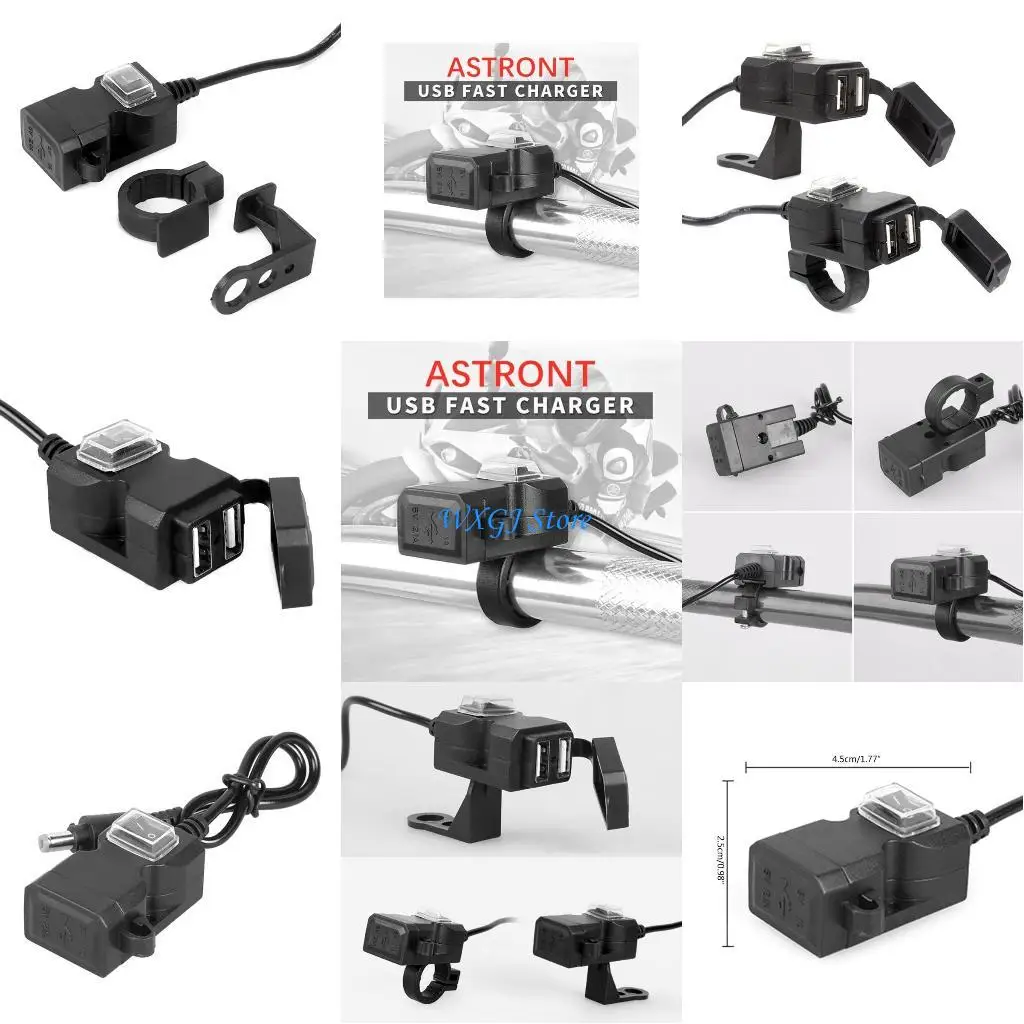 

37JE Car Charger-Dual USB Fast Charging Socket 1.0A 2.1A 9V-24v For Motorcycle-Truck