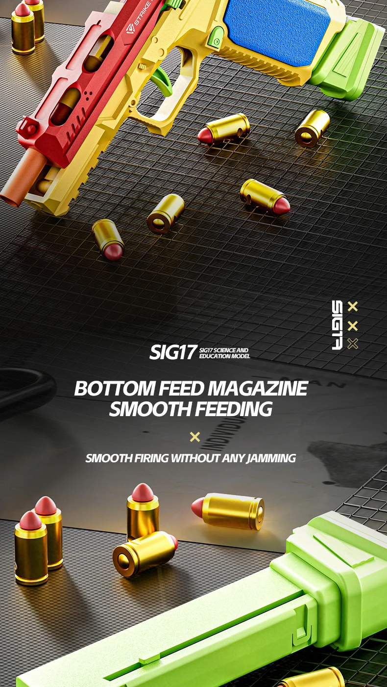 SIG17 Kontinuierlich Feuernde Baustein-Spielzeugpistole mit Hülsenauswurf, Airsoft-Blowback-Pistole mit Leerlauffunktion für Outdoor-CS-Schießspiele – Detail 5