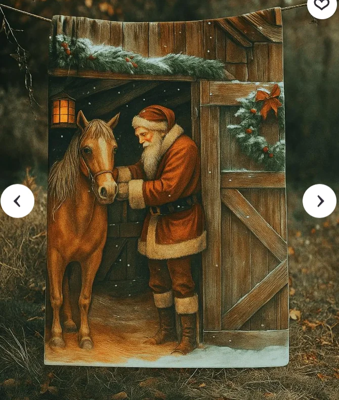 Vintage Christmas Vintage Santa and Horse Blanket, Cozy Christmas Decor Blanket Living Room Sofa Bedroom Home Decoration