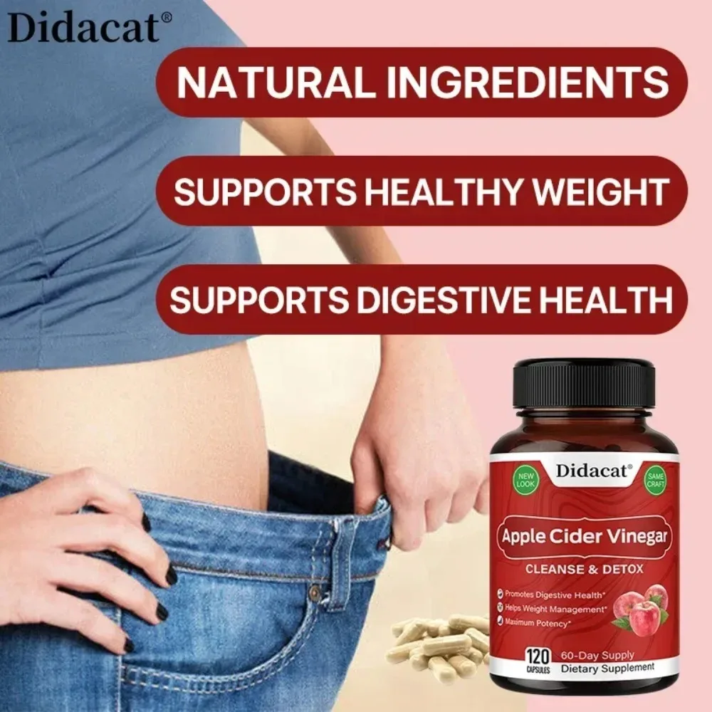 Apple Cider Vinegar Capsules - Cleanse and Detox for Gut and Digestive Health with Cayenne Pepper Fruit - Extra Strength ACV