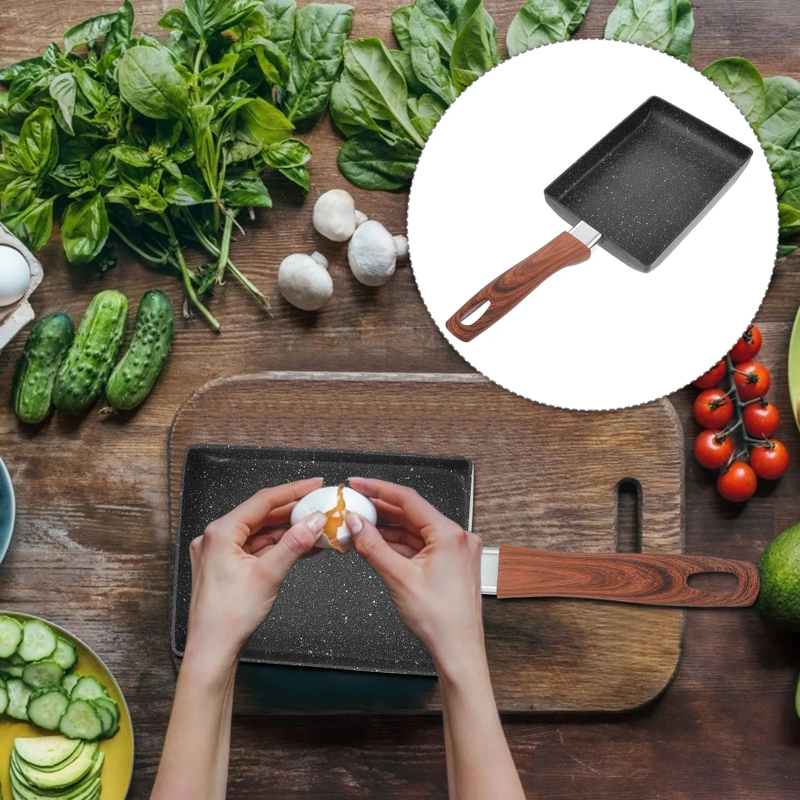

Non-Stick Breakfast Square Flat Bottom For Fried Eggs Steaks Pancakes Home Cooking Frying Pan Lightweight Easy Clean Omelette