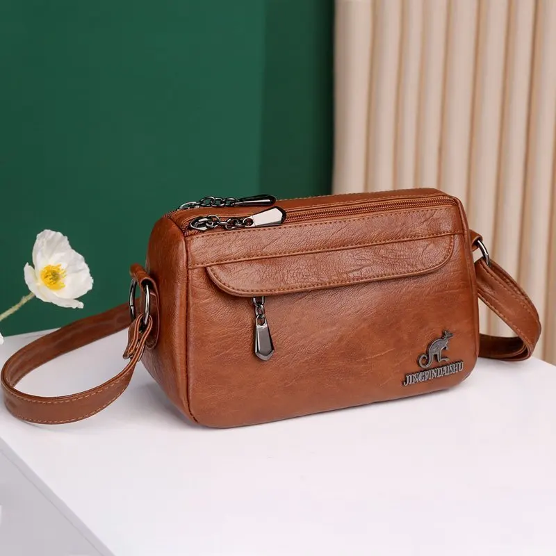 Women\'s Messenger Bag New PU Soft Leather Texture Crossbody Bag Simple Solid Color Shoulder Bag Fashionable Trend Casual Mom Bag