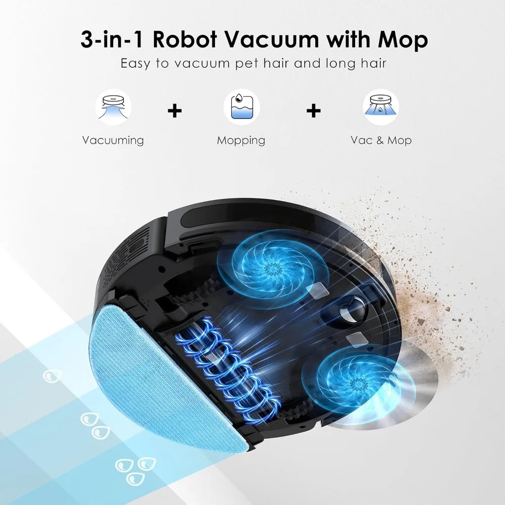 Self Emptying Robot Vacuum and Mop Combo,Hands-Free Up To 60 Days,4000pa Robot Vacuum Cleaner with Schedule,Lidar Navigation