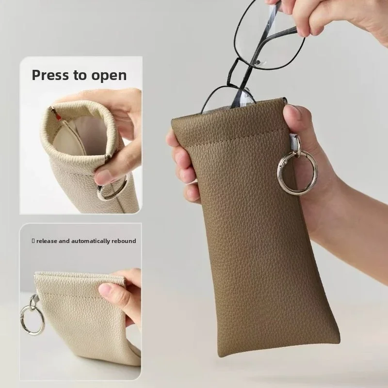 1 pcs glasses bag sunglasses cosmetic storage bag long wallet litchi pattern glasses bag spring opening and closing color random