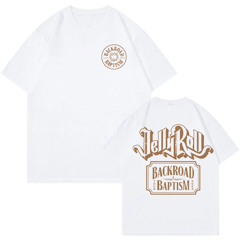 Kaus Logo Jelly Roll mode Merch kaus lengan pendek Crewneck kaus pria wanita 2023 Backroad Baptis pakaian wisata